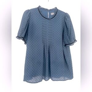 LOFT Blue Puff Sleeve Blouse - Size M